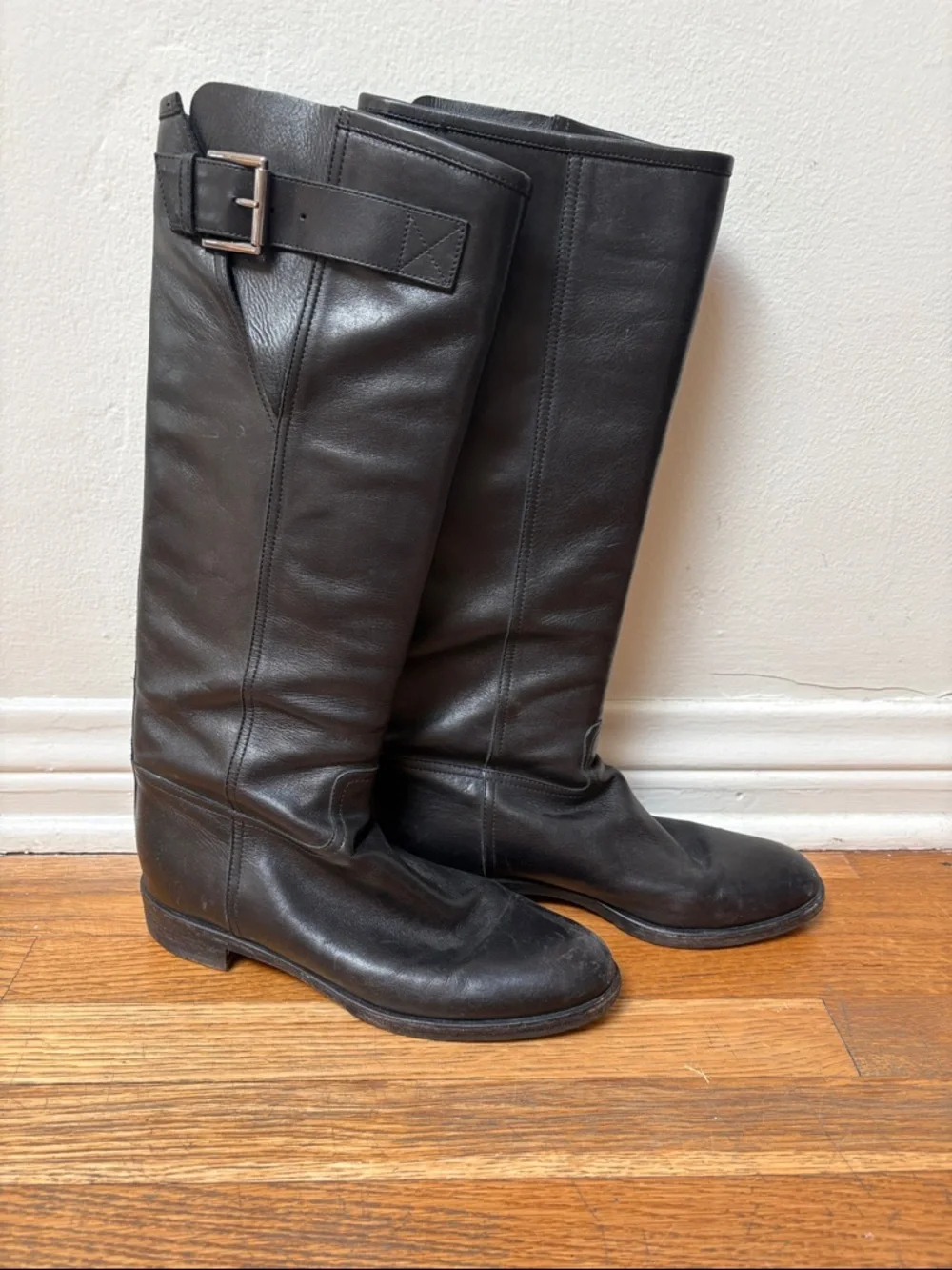 Gianvito Rossi Tall Black Leather Riding Boots